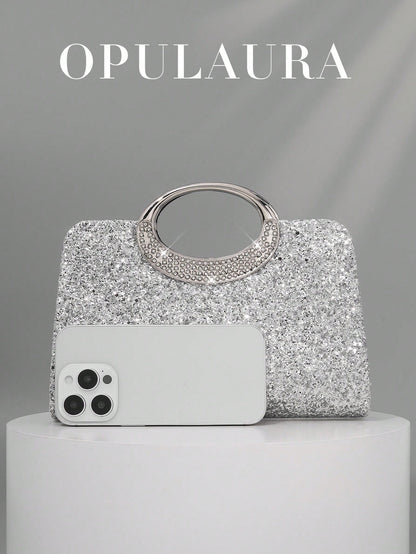 OpulAura Women's Fashion Sparkling Crystal Rhinestone Evening Clutch Bag, Glitzy Luxury Diamond Studded Formal Dress Purse, Suitable For Gala, Party, Birthday, Wedding, As Birthday Gift