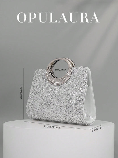 OpulAura Women's Fashion Sparkling Crystal Rhinestone Evening Clutch Bag, Glitzy Luxury Diamond Studded Formal Dress Purse, Suitable For Gala, Party, Birthday, Wedding, As Birthday Gift