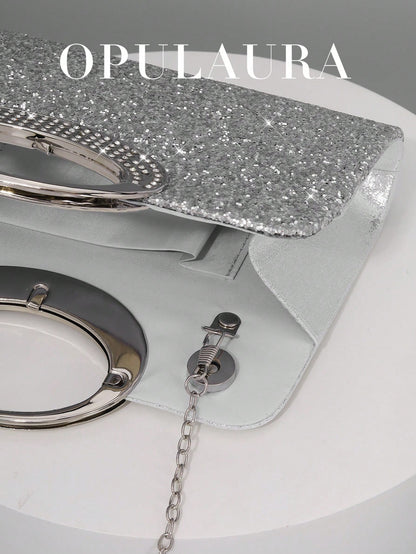 OpulAura Women's Fashion Sparkling Crystal Rhinestone Evening Clutch Bag, Glitzy Luxury Diamond Studded Formal Dress Purse, Suitable For Gala, Party, Birthday, Wedding, As Birthday Gift