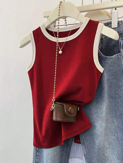 SHEIN Women's Contrast Binding Red Camisole Top