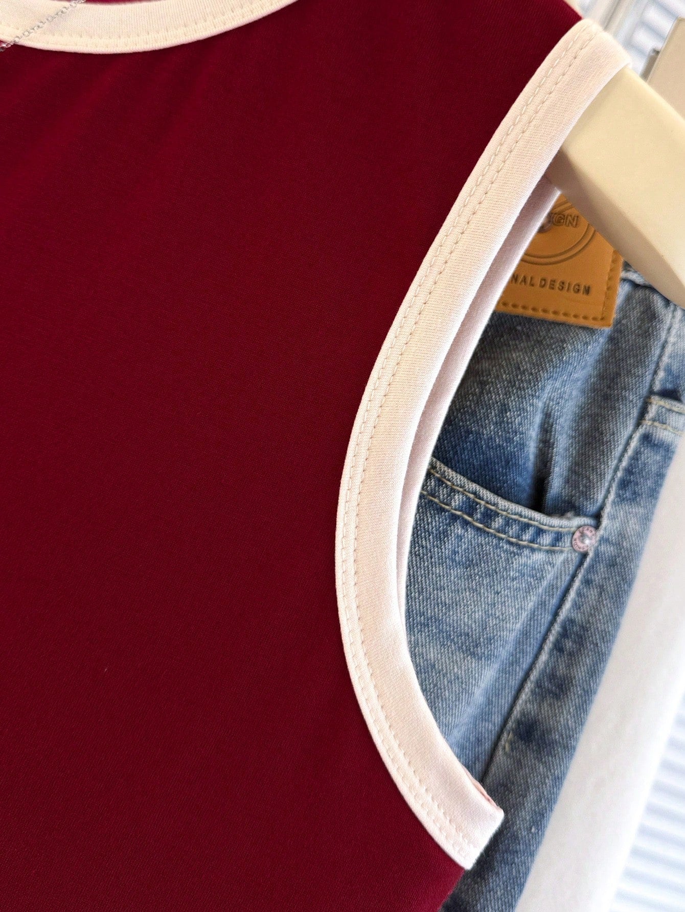 SHEIN Women's Contrast Binding Red Camisole Top