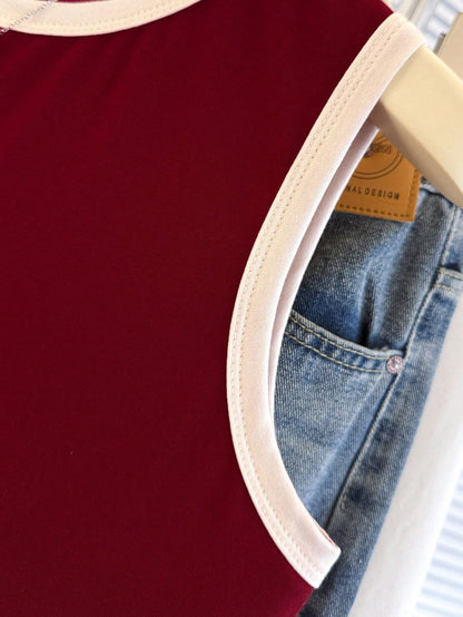 SHEIN Women's Contrast Binding Red Camisole Top