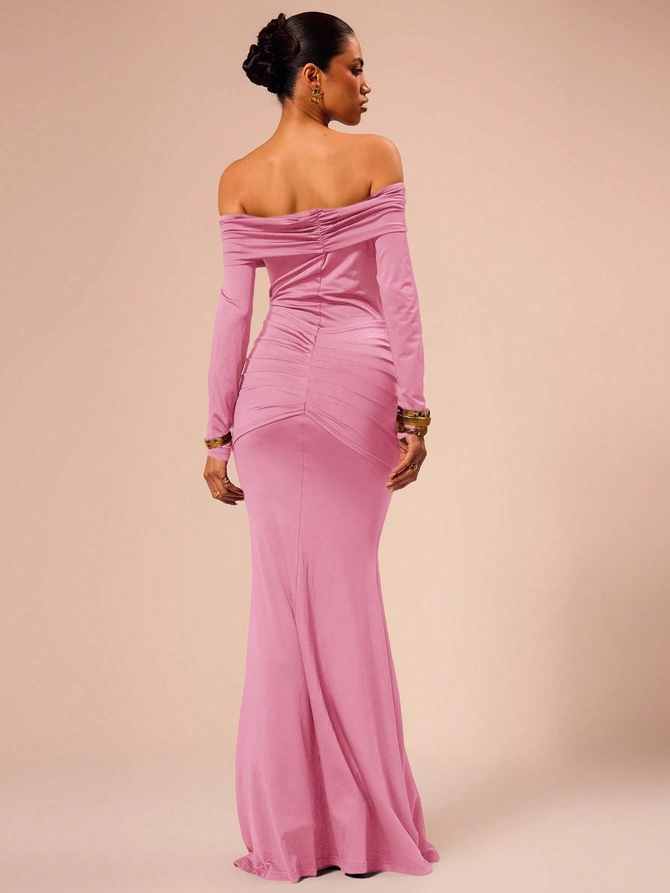 SHEIN X Scheana MUSERA Off Shoulder Long Sleeve Maxi Dress Vacation Summer Spring Romantic Wedding Guest Graduation, Prom Holiday Wedding Guest, Elegant, Birthday, Church, Night Out