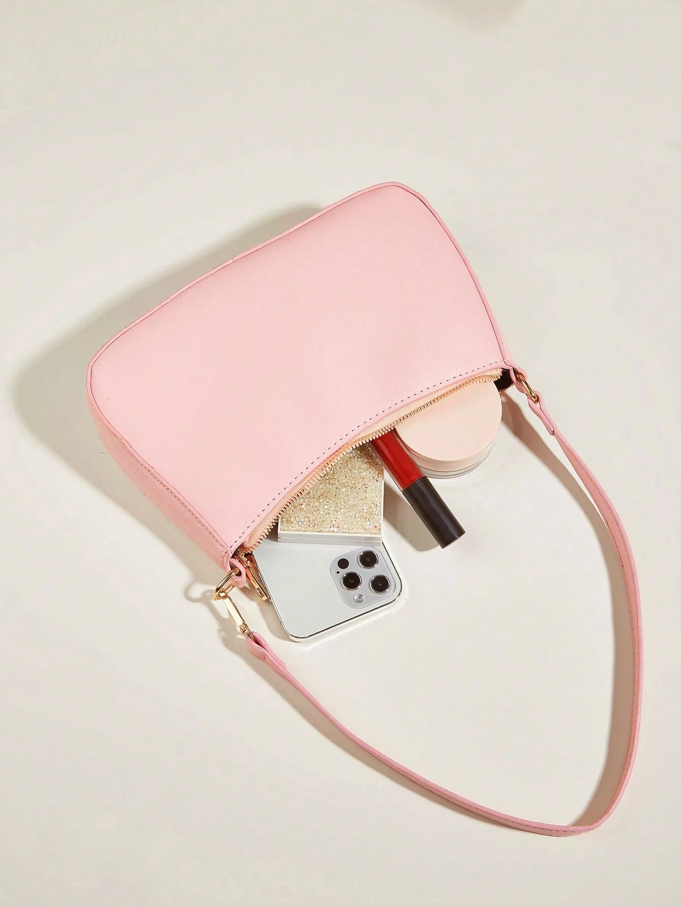 Artificial Patent Leather Minimalist Hobo Bag, Perfect For Music Festival