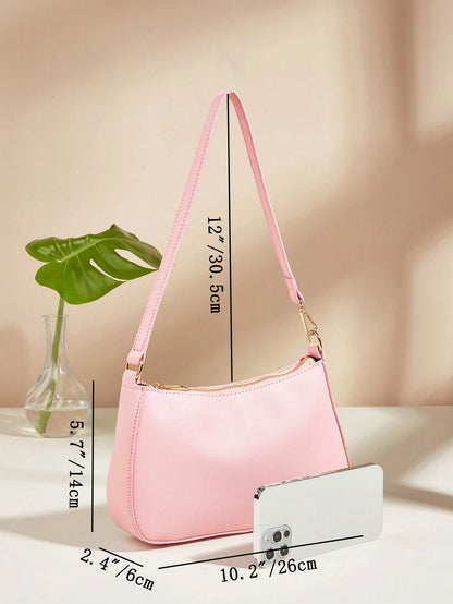 Artificial Patent Leather Minimalist Hobo Bag, Perfect For Music Festival