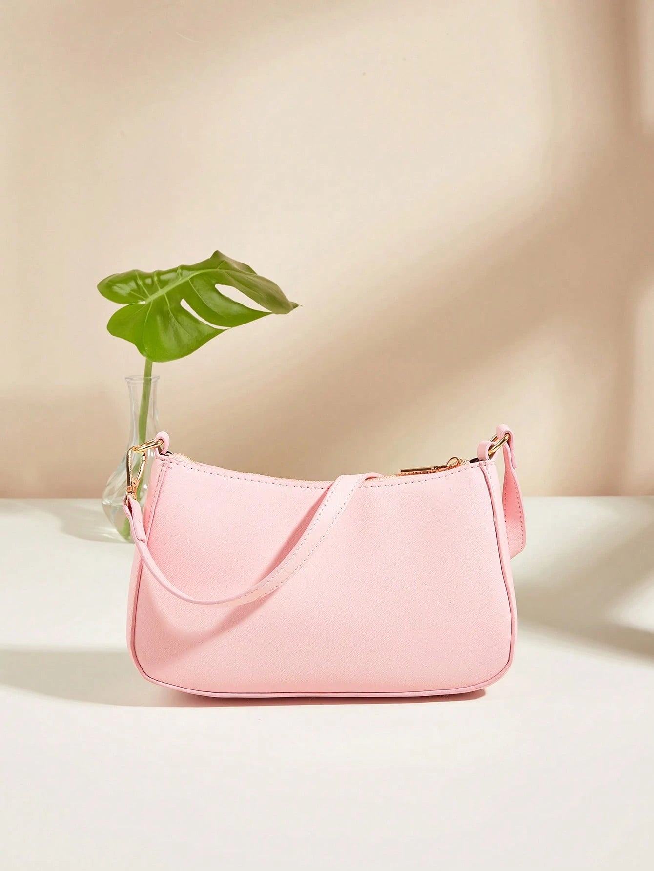 Artificial Patent Leather Minimalist Hobo Bag, Perfect For Music Festival