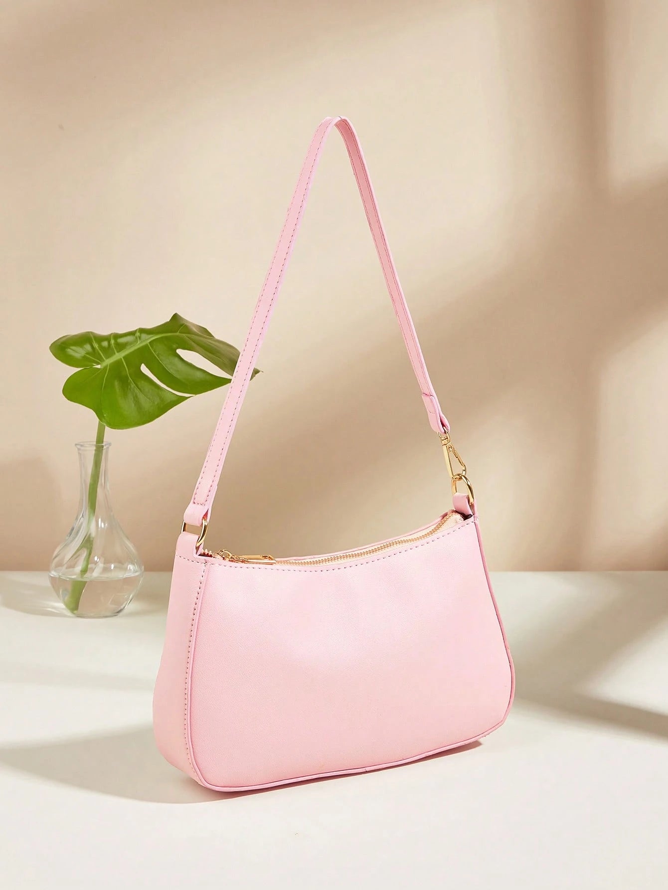 Artificial Patent Leather Minimalist Hobo Bag, Perfect For Music Festival