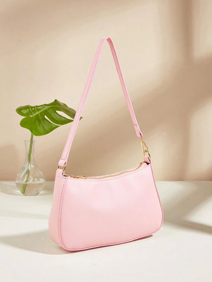 Artificial Patent Leather Minimalist Hobo Bag, Perfect For Music Festival