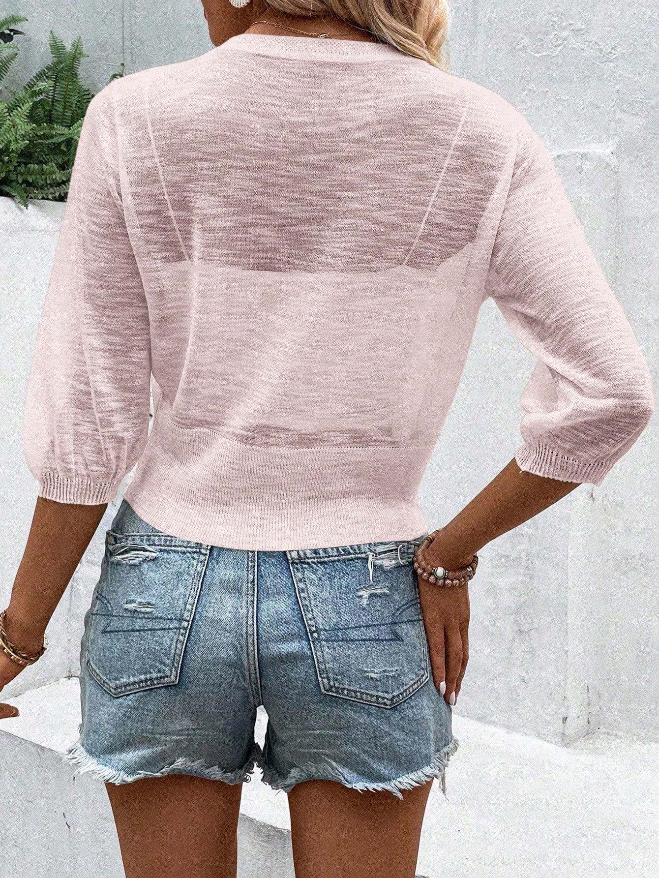 EMERY ROSE Breathable Sheer Short Sleeve Cardigan In Solid Color For Casual Or Beach Vacation