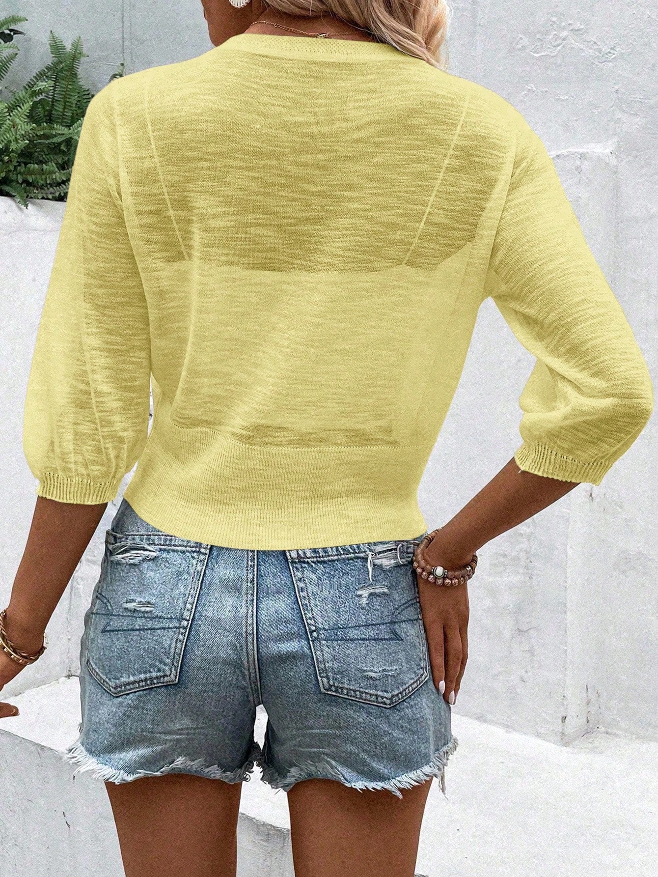 EMERY ROSE Breathable Sheer Short Sleeve Cardigan In Solid Color For Casual Or Beach Vacation