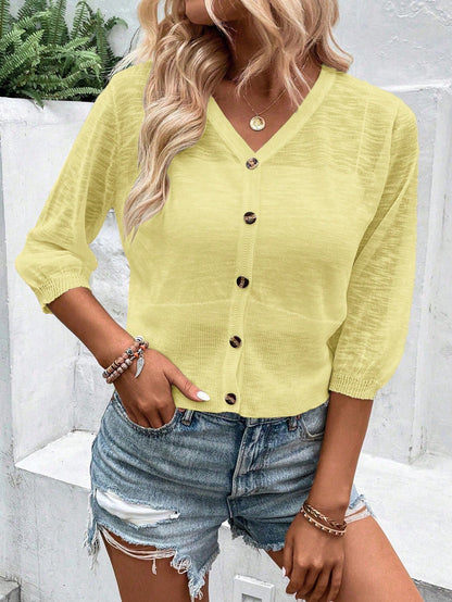 EMERY ROSE Breathable Sheer Short Sleeve Cardigan In Solid Color For Casual Or Beach Vacation