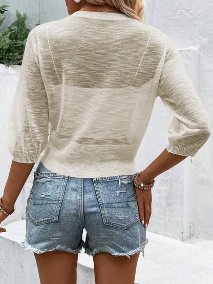 EMERY ROSE Breathable Sheer Short Sleeve Cardigan In Solid Color For Casual Or Beach Vacation