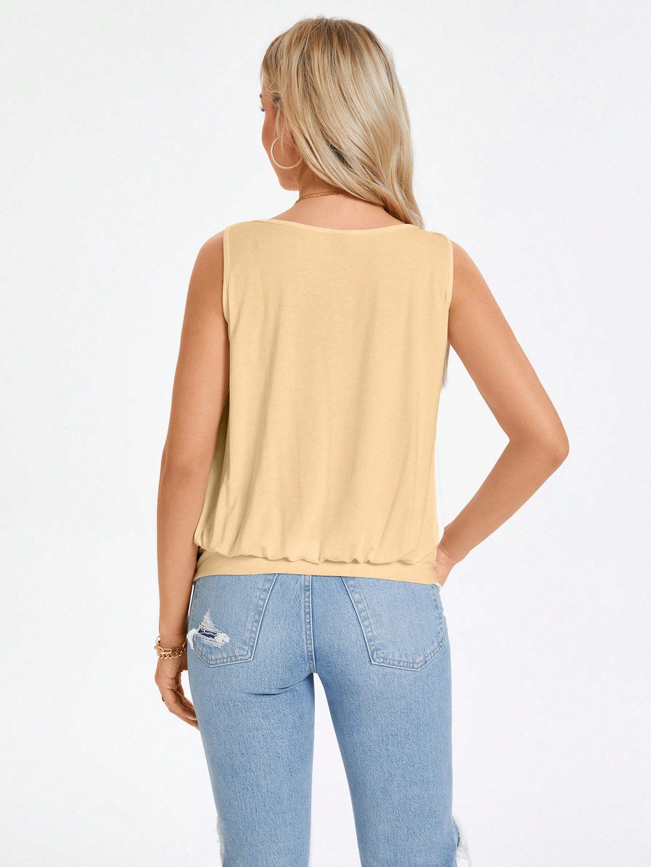 Wildy Solid Scoop Neck Tank Top