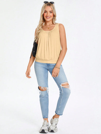 Wildy Solid Scoop Neck Tank Top
