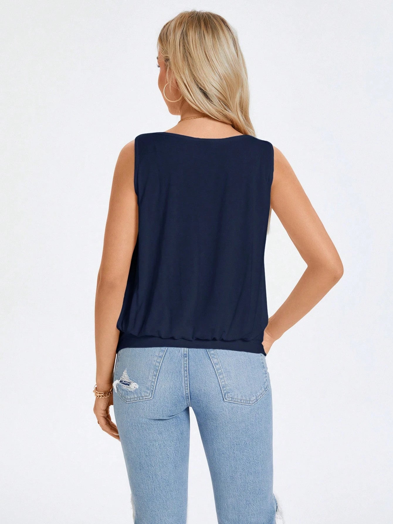 Wildy Solid Scoop Neck Tank Top
