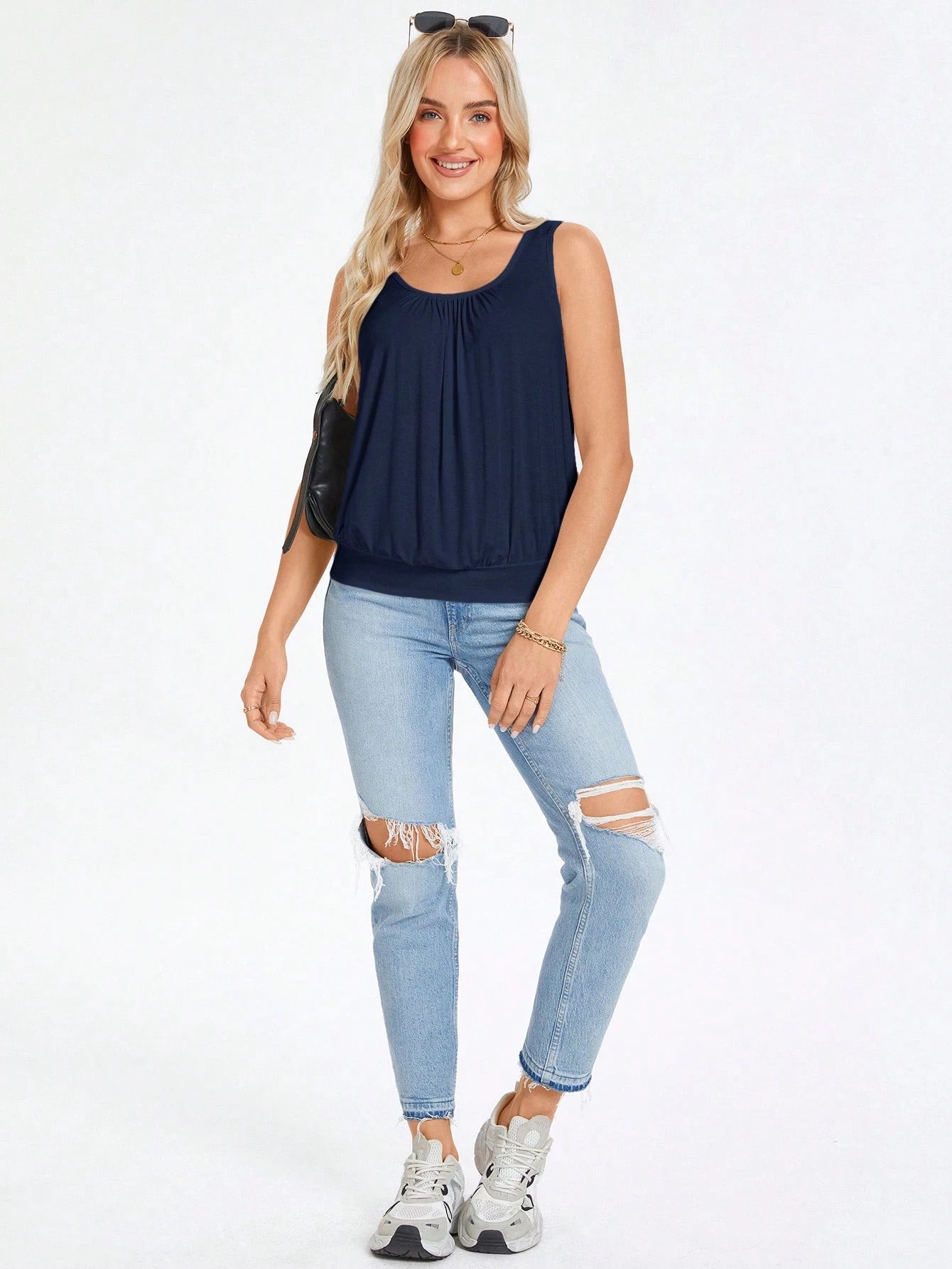 Wildy Solid Scoop Neck Tank Top
