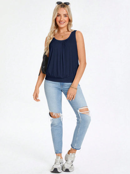 Wildy Solid Scoop Neck Tank Top