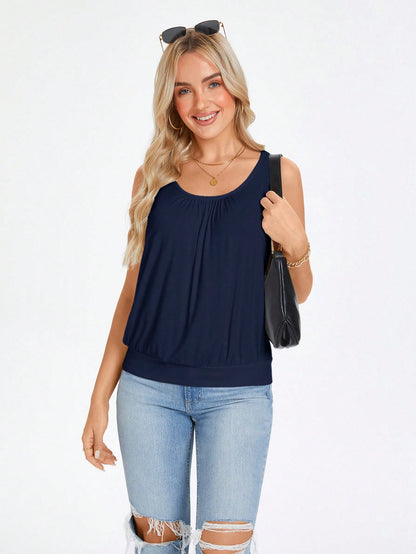 Wildy Solid Scoop Neck Tank Top