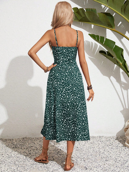 SHEIN Frenchy Women Ditsy Floral Side Slit Hem Cami Dress,Summer Dresses,Summer Dresses For Women,Floral