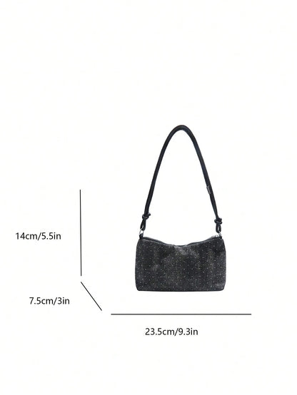 1pc Gold-Tone Glittery Crescent Moon Shape PVC Shoulder Bag For Women