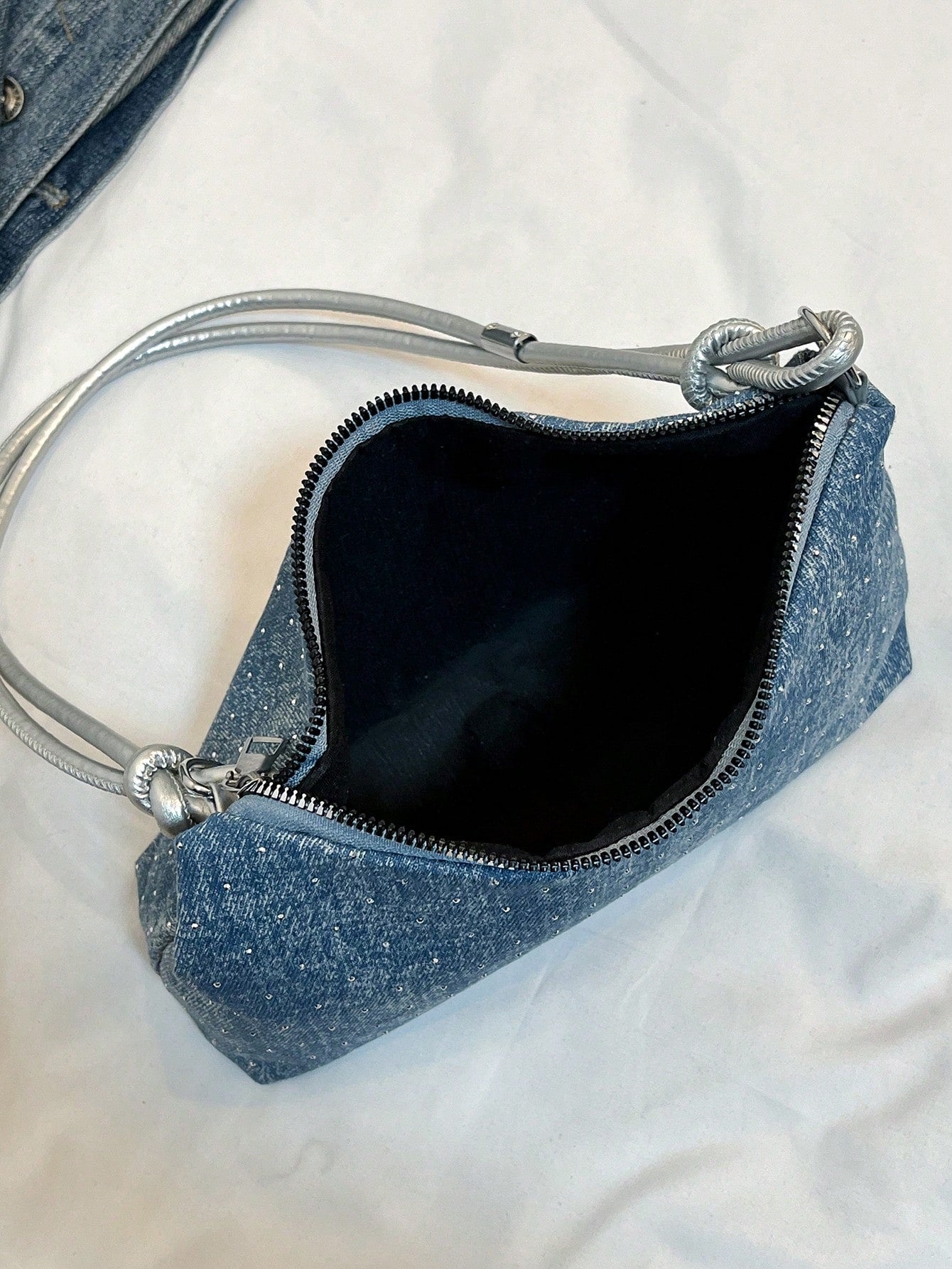 1pc Gold-Tone Glittery Crescent Moon Shape PVC Shoulder Bag For Women