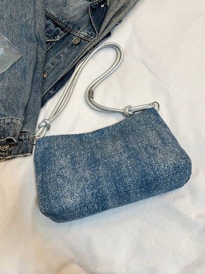 1pc Gold-Tone Glittery Crescent Moon Shape PVC Shoulder Bag For Women