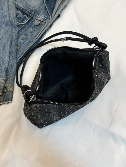 1pc Gold-Tone Glittery Crescent Moon Shape PVC Shoulder Bag For Women