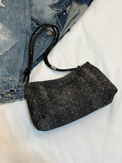 1pc Gold-Tone Glittery Crescent Moon Shape PVC Shoulder Bag For Women