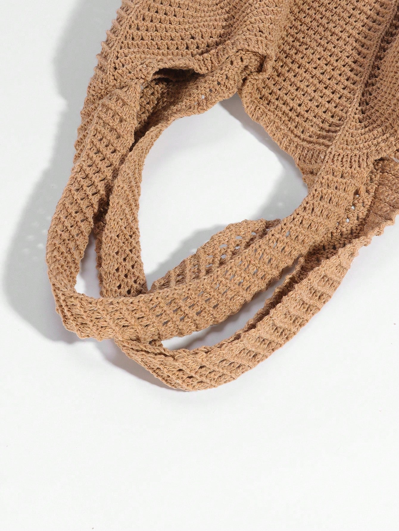 ROMWE Fairycore 1pc Tropical Ocean Beach Resort Style Woven Hollow Khaki Women Shoulder Tote Bag, Large Capacity