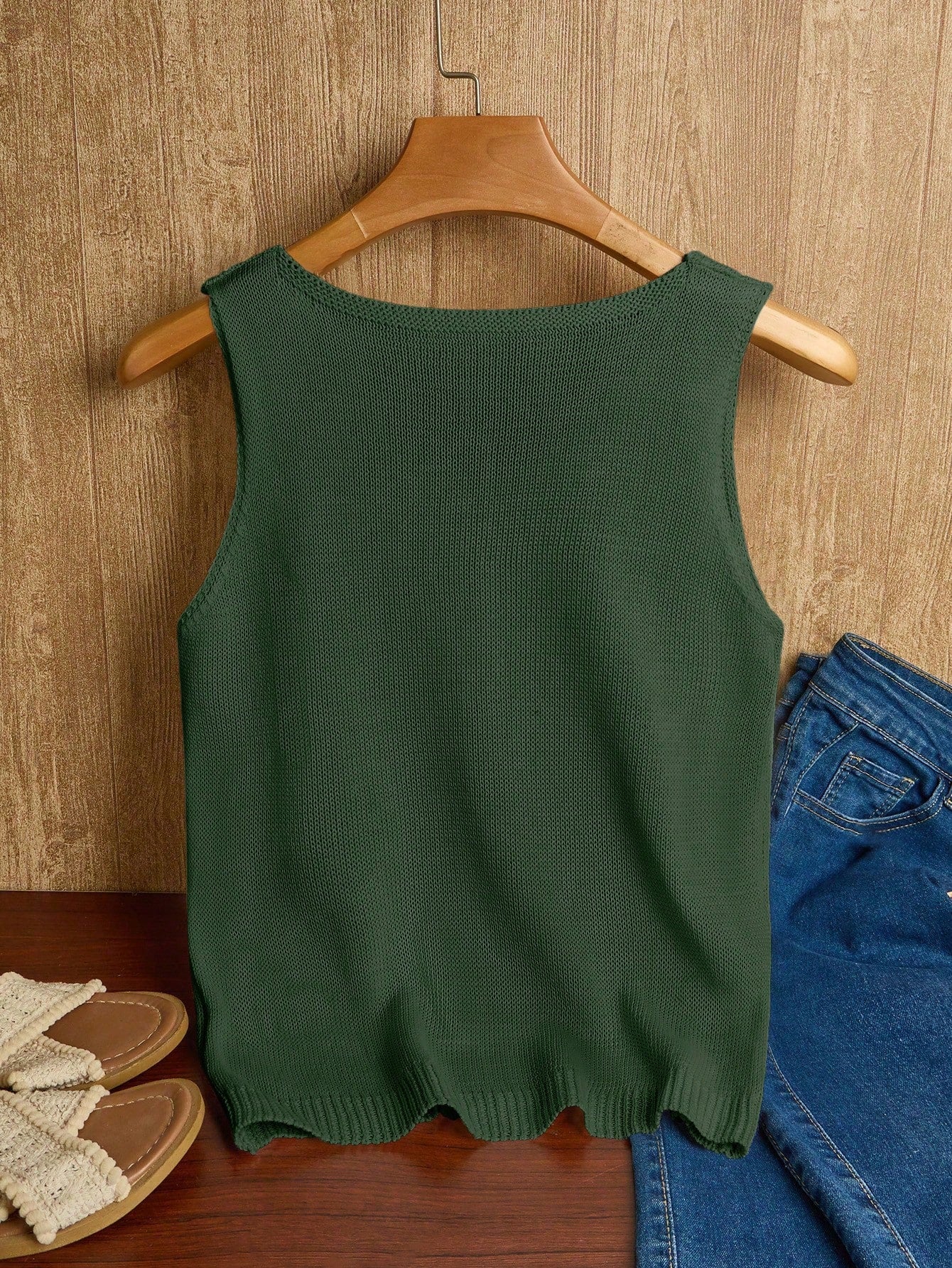 EMERY ROSE Women's Vacation Casual Solid Color Hollow Out Knit Top