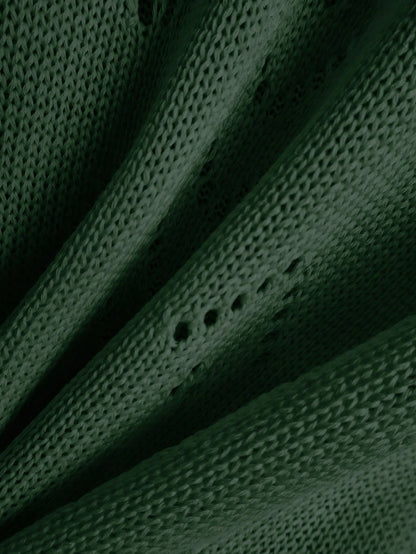 EMERY ROSE Women's Vacation Casual Solid Color Hollow Out Knit Top