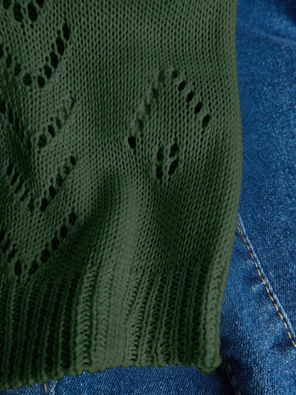 EMERY ROSE Women's Vacation Casual Solid Color Hollow Out Knit Top