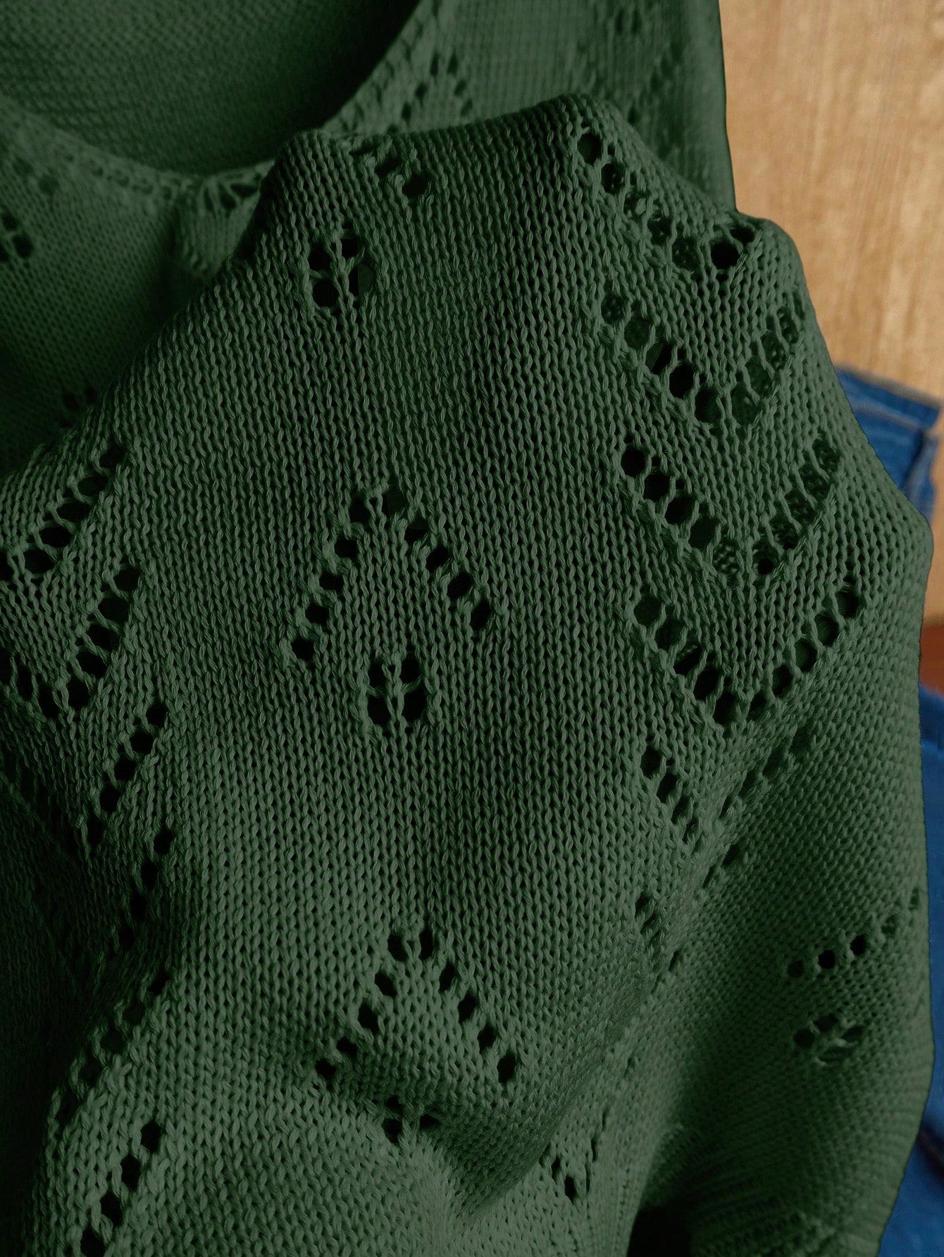 EMERY ROSE Women's Vacation Casual Solid Color Hollow Out Knit Top