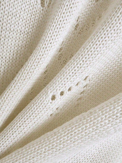 EMERY ROSE Women's Vacation Casual Solid Color Hollow Out Knit Top