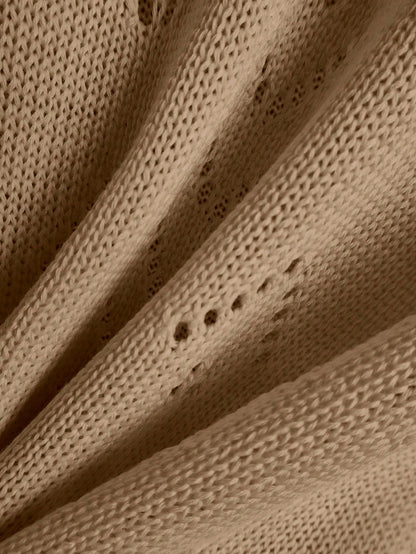 EMERY ROSE Women's Vacation Casual Solid Color Hollow Out Knit Top