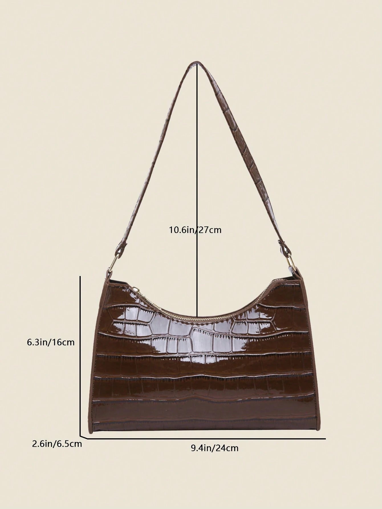 Crocodile Embossed Shoulder Bag, Animal Print Women Bag