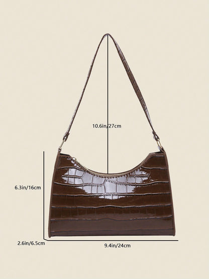 Crocodile Embossed Shoulder Bag, Animal Print Women Bag