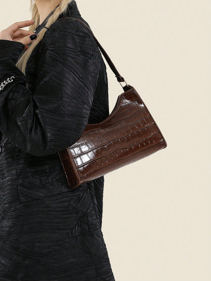 Crocodile Embossed Shoulder Bag, Animal Print Women Bag