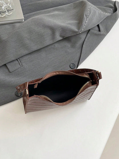 Crocodile Embossed Shoulder Bag, Animal Print Women Bag