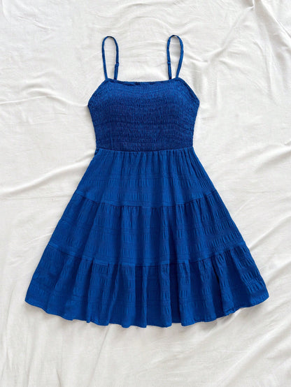 Soleia WYWH Women Spring Break Solid Ruffle Hem Cami Blue Dress,Summer Dresses For Women