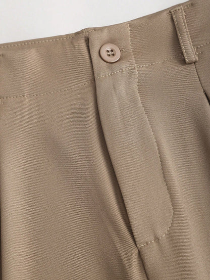 Sweetra Vintage Elegant Jacquard Pleated Wide-Leg Pants For Women, Autumn/Winter Fall Cloth For Women