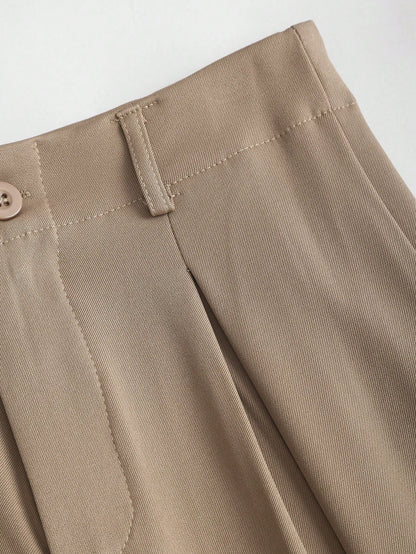 Sweetra Vintage Elegant Jacquard Pleated Wide-Leg Pants For Women, Autumn/Winter Fall Cloth For Women