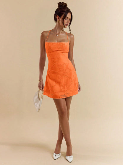 SHEIN BAE Spring/Summer Solid Pink Bodycon Low Back Tie Strap Textured A-Line Super Short Mini Dress For Women,Bohemian Clothes,Bodycon Dress