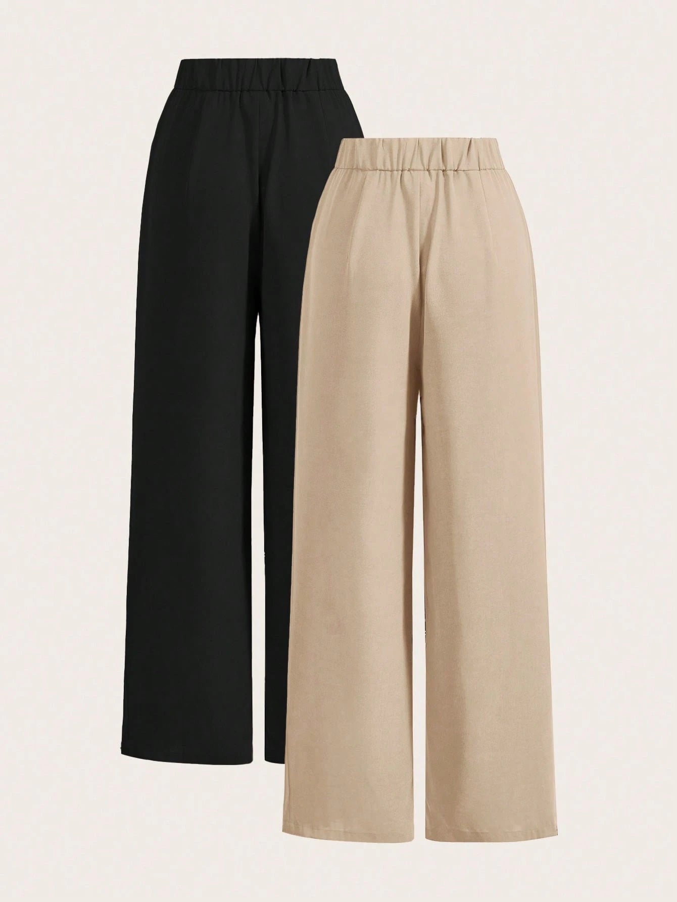 Poéselle Summer High-Waisted Pants Multi-Piece Set, Wide Leg Pants High Waist Fold Pleated Wide Leg Pants, Pants, Loose Fit, Long Pants