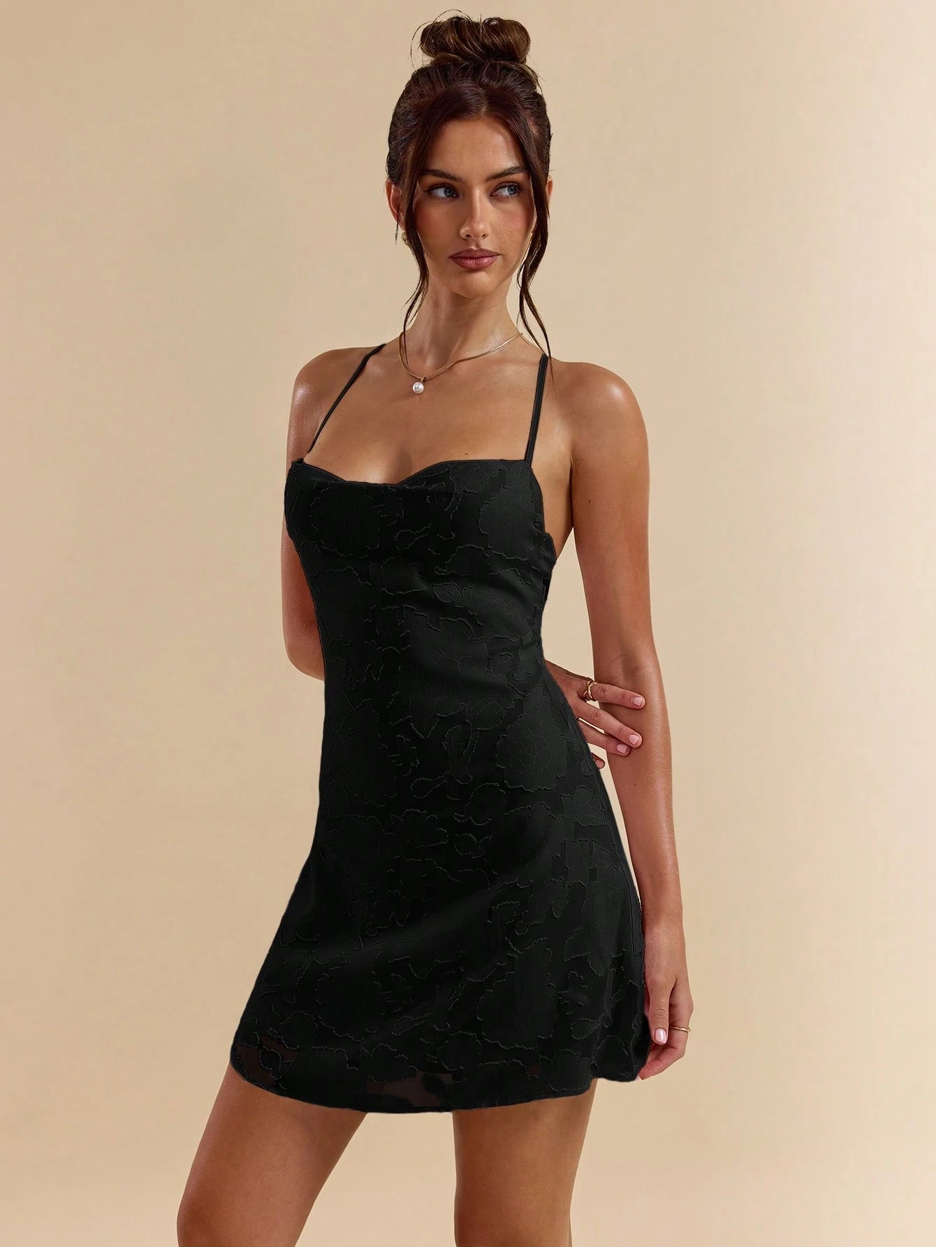 SHEIN BAE Spring/Summer Solid Pink Bodycon Low Back Tie Strap Textured A-Line Super Short Mini Dress For Women,Bohemian Clothes,Bodycon Dress