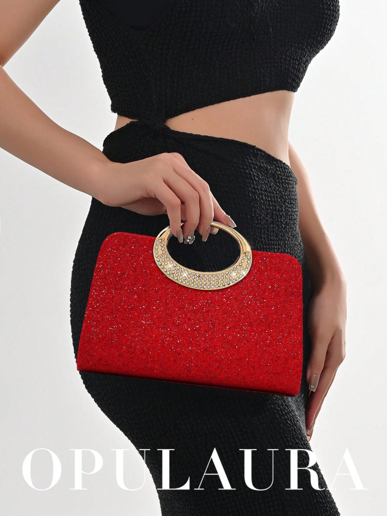 OpulAura Women's Fashion Sparkling Crystal Rhinestone Evening Clutch Bag, Glitzy Luxury Diamond Studded Formal Dress Purse, Suitable For Gala, Party, Birthday, Wedding, As Birthday Gift