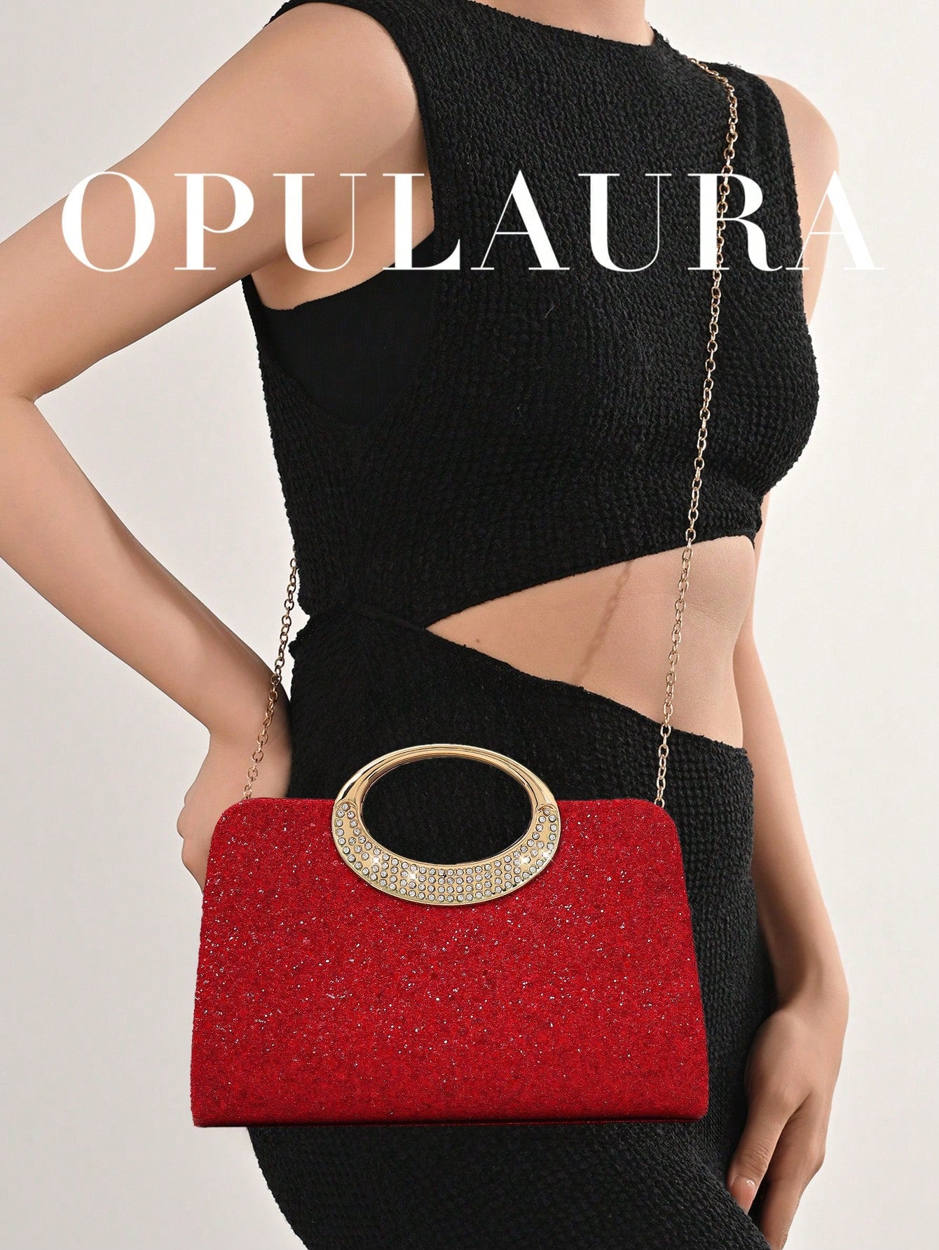 OpulAura Women's Fashion Sparkling Crystal Rhinestone Evening Clutch Bag, Glitzy Luxury Diamond Studded Formal Dress Purse, Suitable For Gala, Party, Birthday, Wedding, As Birthday Gift