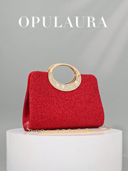 OpulAura Women's Fashion Sparkling Crystal Rhinestone Evening Clutch Bag, Glitzy Luxury Diamond Studded Formal Dress Purse, Suitable For Gala, Party, Birthday, Wedding, As Birthday Gift