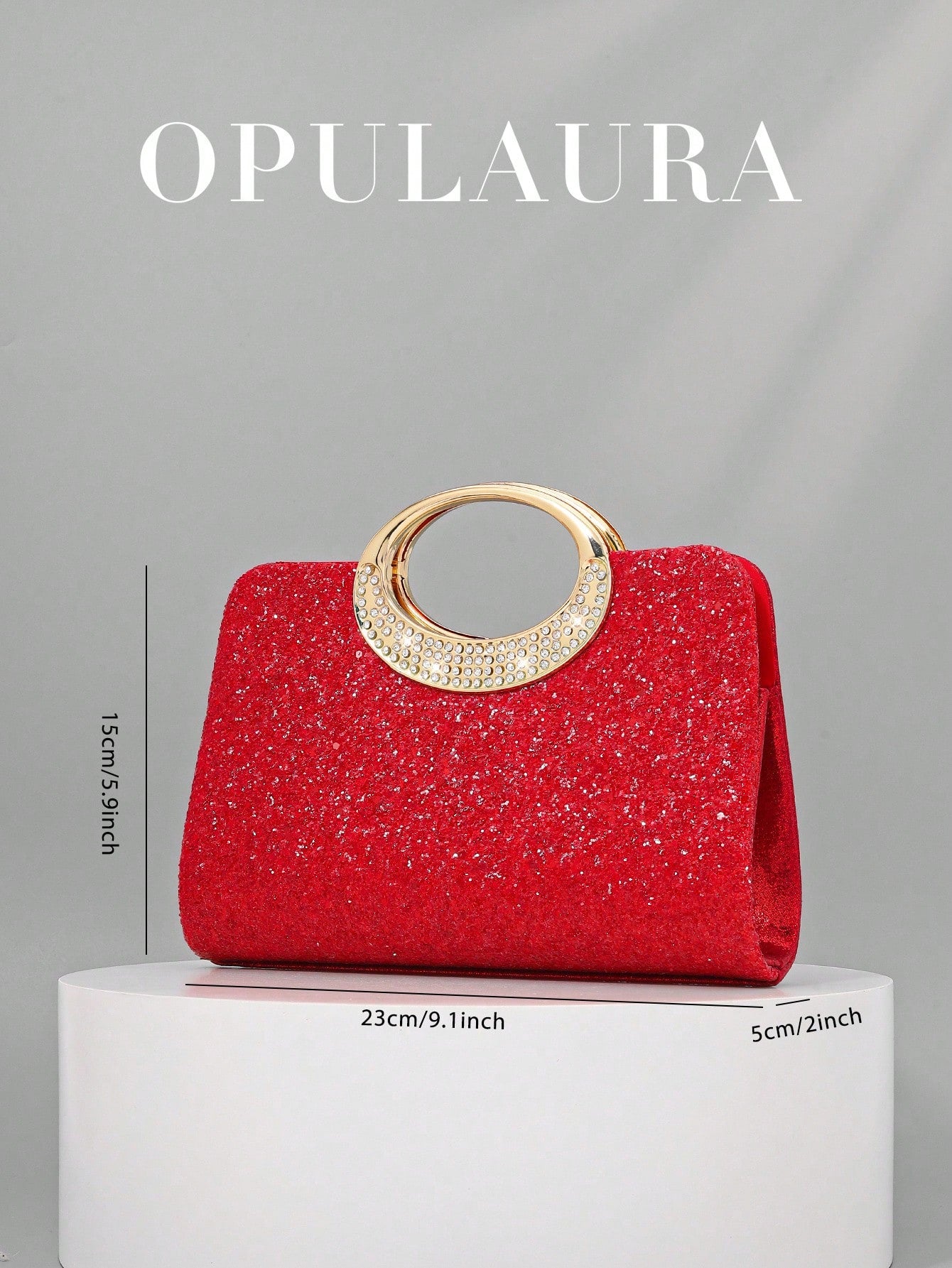 OpulAura Women's Fashion Sparkling Crystal Rhinestone Evening Clutch Bag, Glitzy Luxury Diamond Studded Formal Dress Purse, Suitable For Gala, Party, Birthday, Wedding, As Birthday Gift