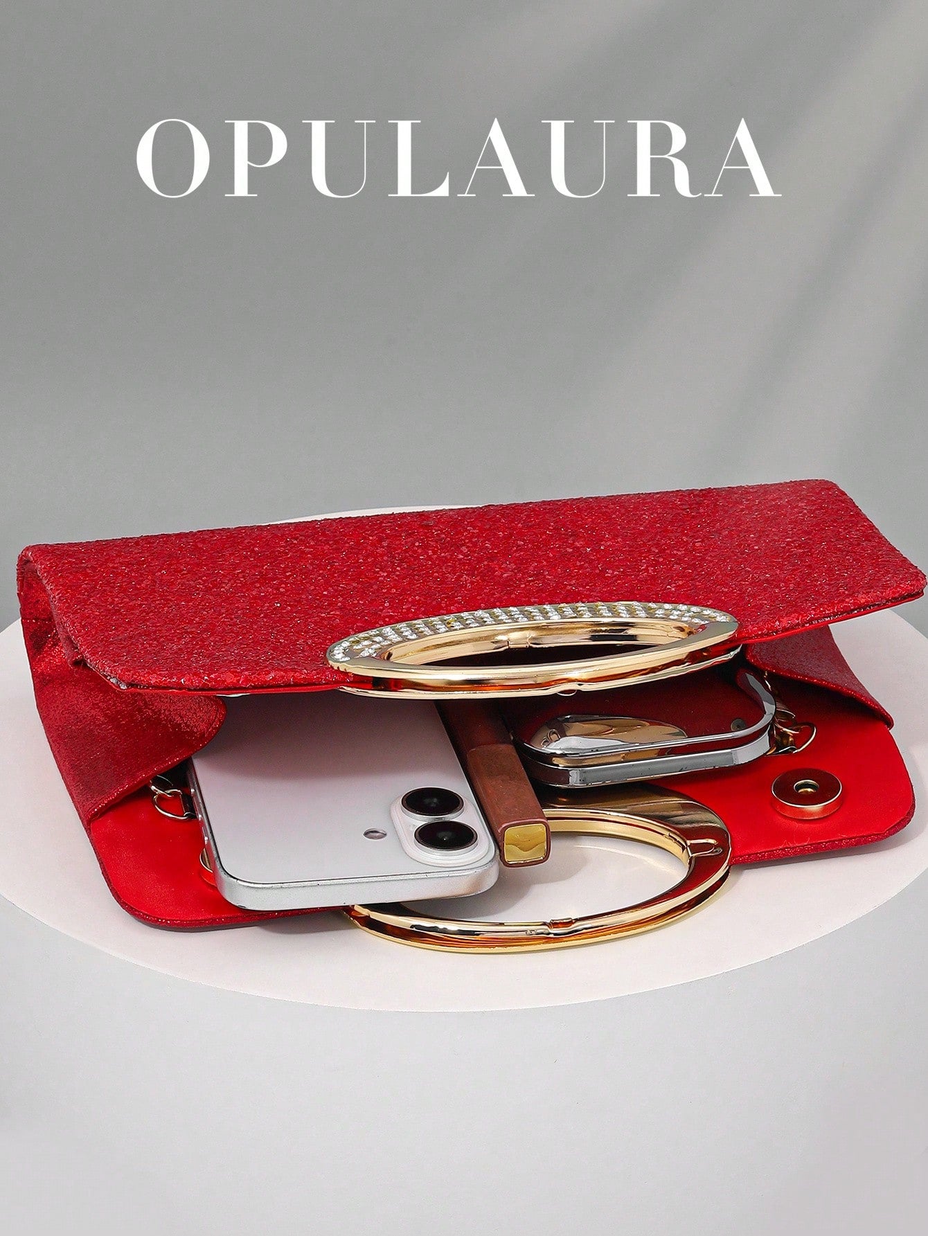 OpulAura Women's Fashion Sparkling Crystal Rhinestone Evening Clutch Bag, Glitzy Luxury Diamond Studded Formal Dress Purse, Suitable For Gala, Party, Birthday, Wedding, As Birthday Gift